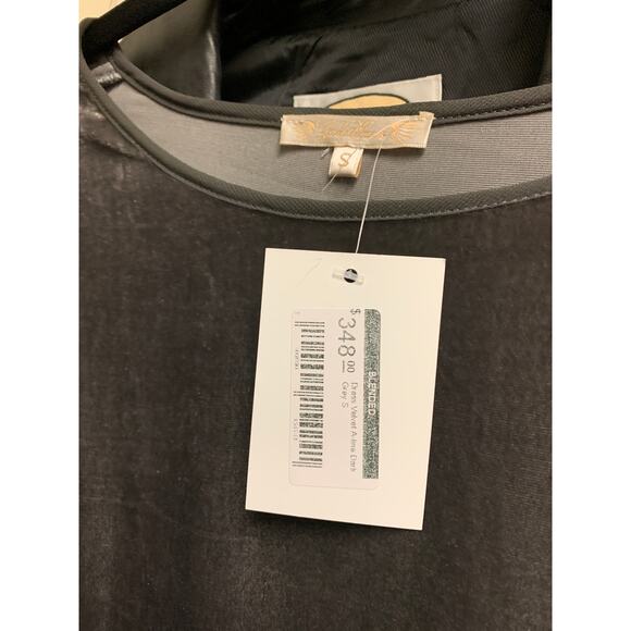 Gold Hawk Dress Women's Size S Velvet A-Line Midi Long Sleeve Dark Gray NWT - Picture 8 of 8